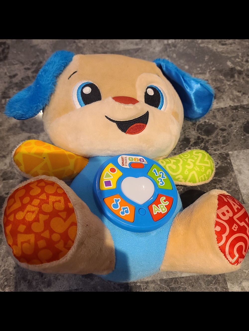 Fisher-Price Blue & Multicolor Plush Learning Puppy Toy